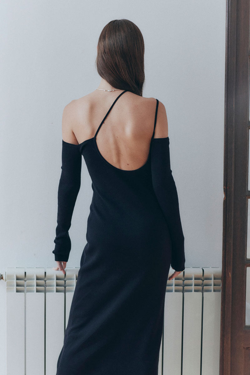 Load image into Gallery viewer, Knit Midi Dress - Black