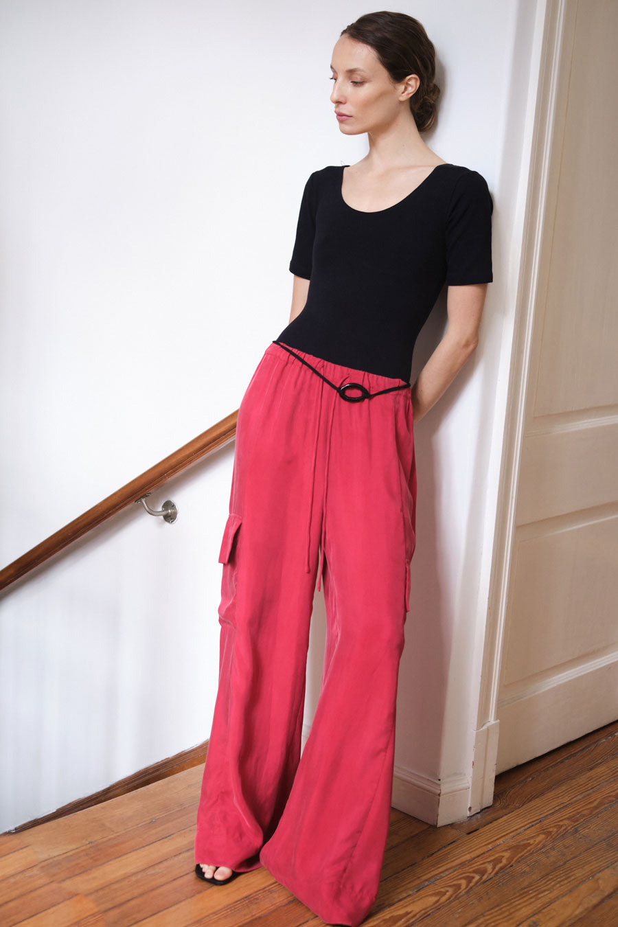 Load image into Gallery viewer, Drawstring Cargo Pant - Carmine