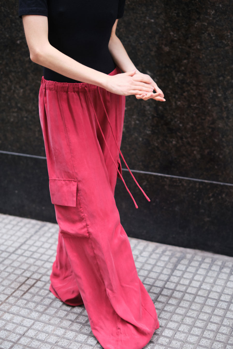 Load image into Gallery viewer, Drawstring Cargo Pant - Carmine