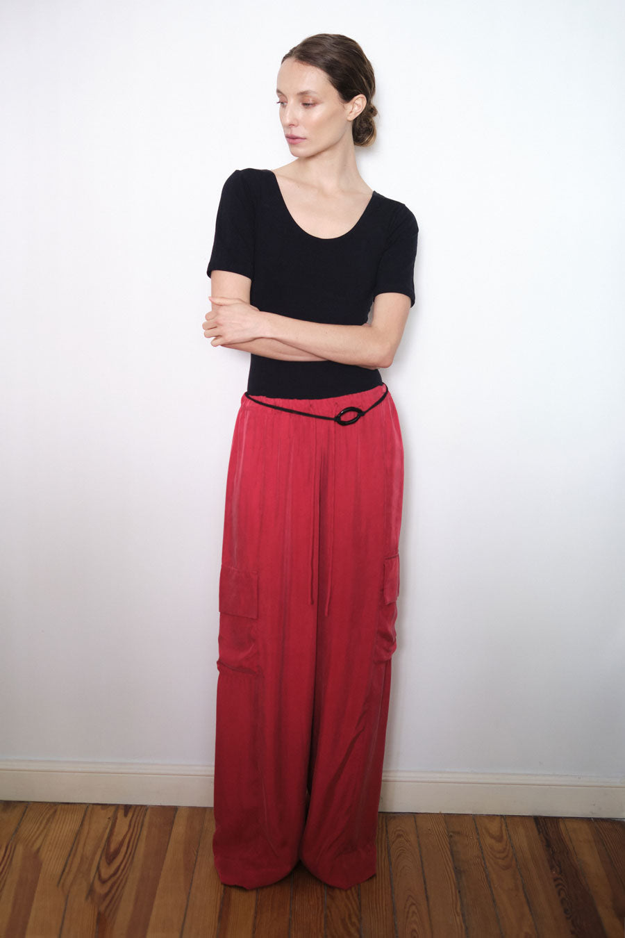 Load image into Gallery viewer, Drawstring Cargo Pant - Carmine