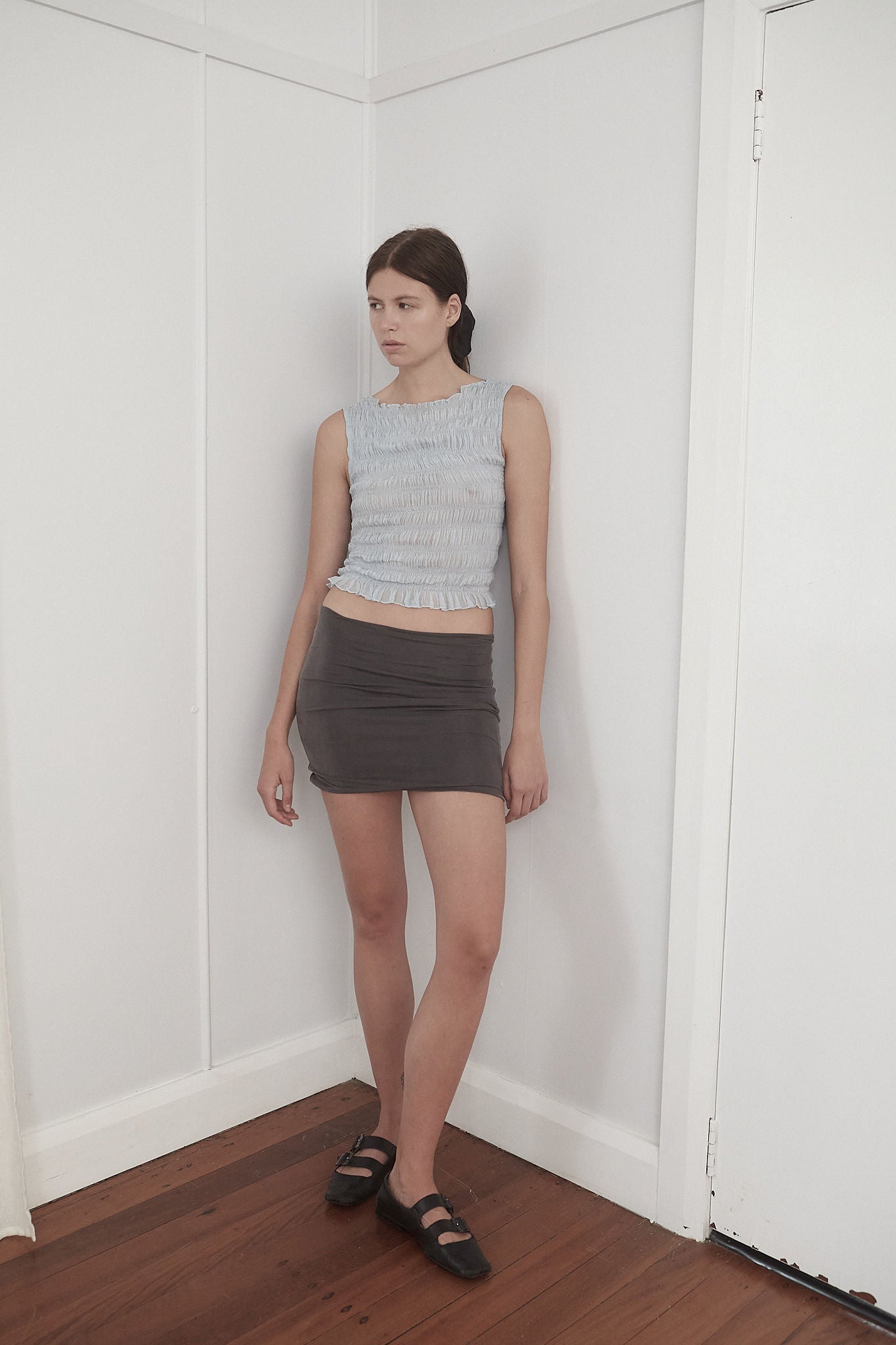 Load image into Gallery viewer, GATHERED TOP - ICE BLUE