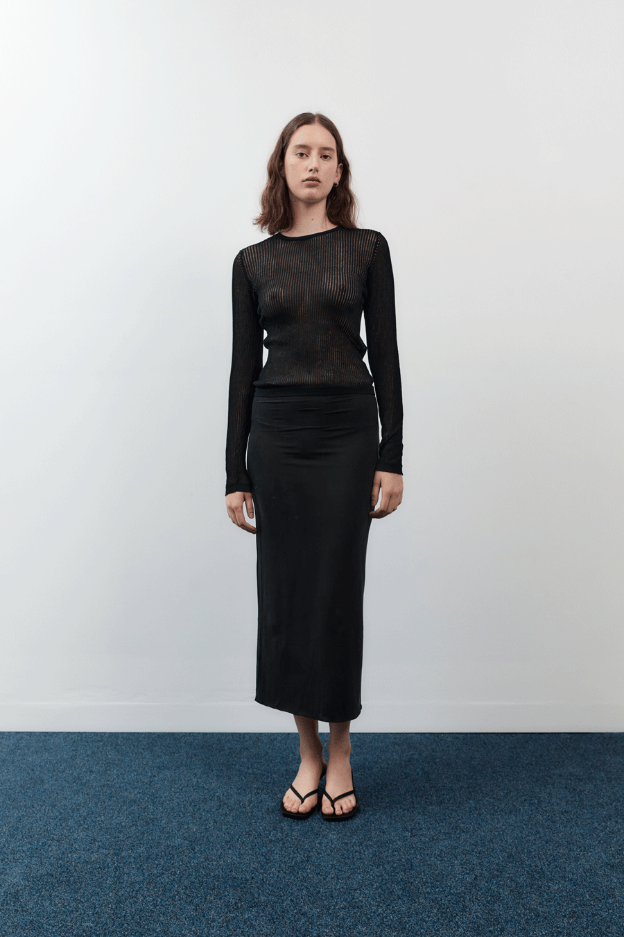 Load image into Gallery viewer, Sheer Knit Top - Black
